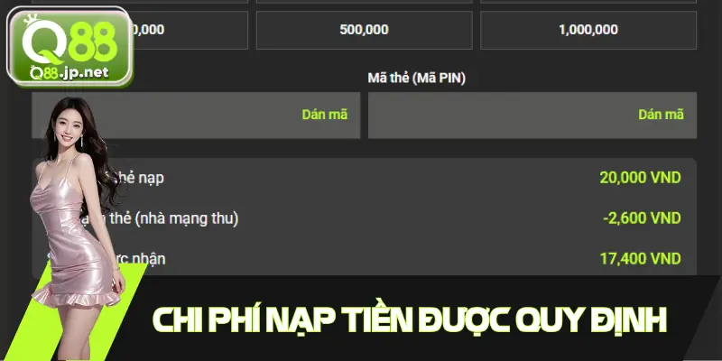 Chi phí nạp tiền tại nhà cái được thể hiện chi tiết